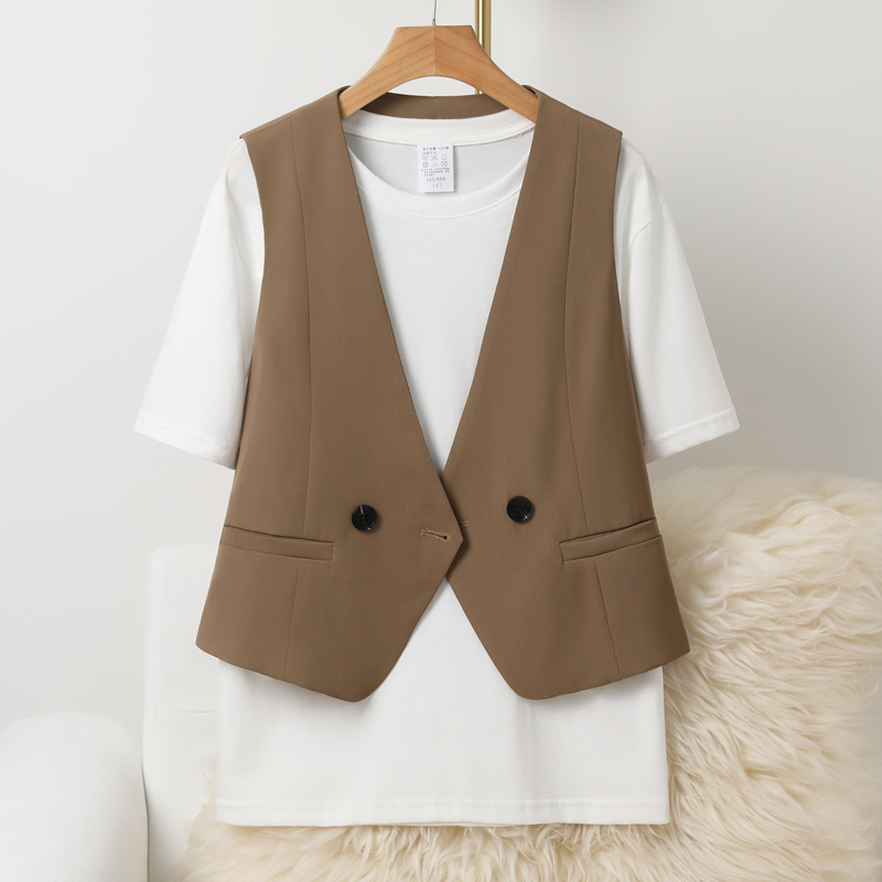 Women's Suit Vest 2026 Spring and Autumn New Style Outerwear Layered Wear Black Short Vest
