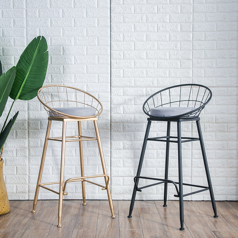New Nordic Bar Table Chair Iron Art Bar Chair Gold Home High Footstool Modern Dining Chair Metal Iron Wire Bar Chair