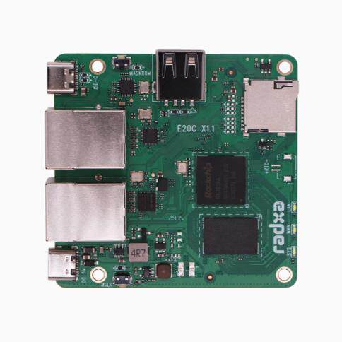 Radxa Gateway E20C Mini Gateway Dual Gigabit Ethernet Ports with Cnc Aluminum Alloy Cooling Case