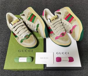 Gucci古奇棕色logo复古红绿条纹做旧板鞋小脏鞋脏脏运动鞋