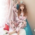 Thời trang mới của Hàn Quốc bộ đồ ngủ hoạt hình dễ thương dễ thương của phụ nữ dài tay mùa xuân và mùa thu cotton có thể được mặc bên ngoài bộ quần áo của phụ nữ đồ ngủ đẹp Bên ngoài ăn mặc