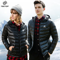 TECTOP explores outdoor light down jackets for men and women short ultra-thin ultra-light waterproof hooded jackets for couples
