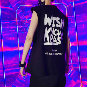 【蚁格】ins宽松嘻哈纯棉短袖t恤跨栏背