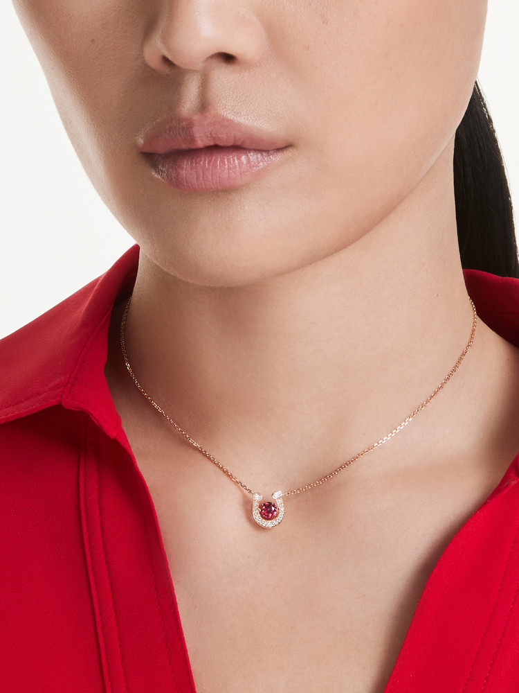 [New Product]Swarovski Symbolica Horse Shoe Necklace and Bracelet in Red for Good Luck, Gift for the Year of Birth