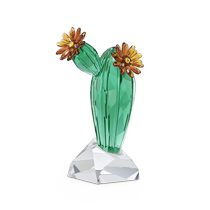 (Chinese Valentines Day gift) Swarovski Crystal Flowers—golden flower cactus ornaments for gift giving