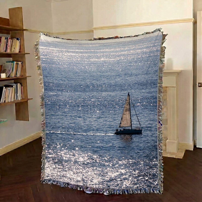 Smooth Sailing Sea Scenery Knitted Tapestry Wall Decoration Blanket Sofa Throw Blanket Bed Cover Blanket Smooth Sailing Sea Scenery Knitted Tapestry Wall Decoration Blanket Sofa Throw Blanket Bed Cover Blanket