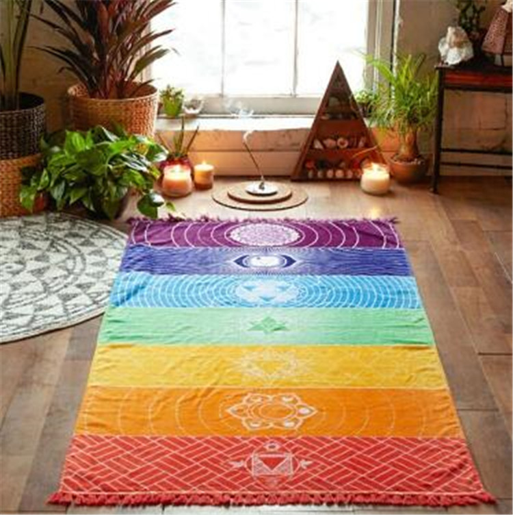 Châu âu và Mỹ Bohemian In Sọc Mandala Flower Treo Tấm Thảm Bãi Biển Khăn Khăn Choàng Yoga Thiền Đệm