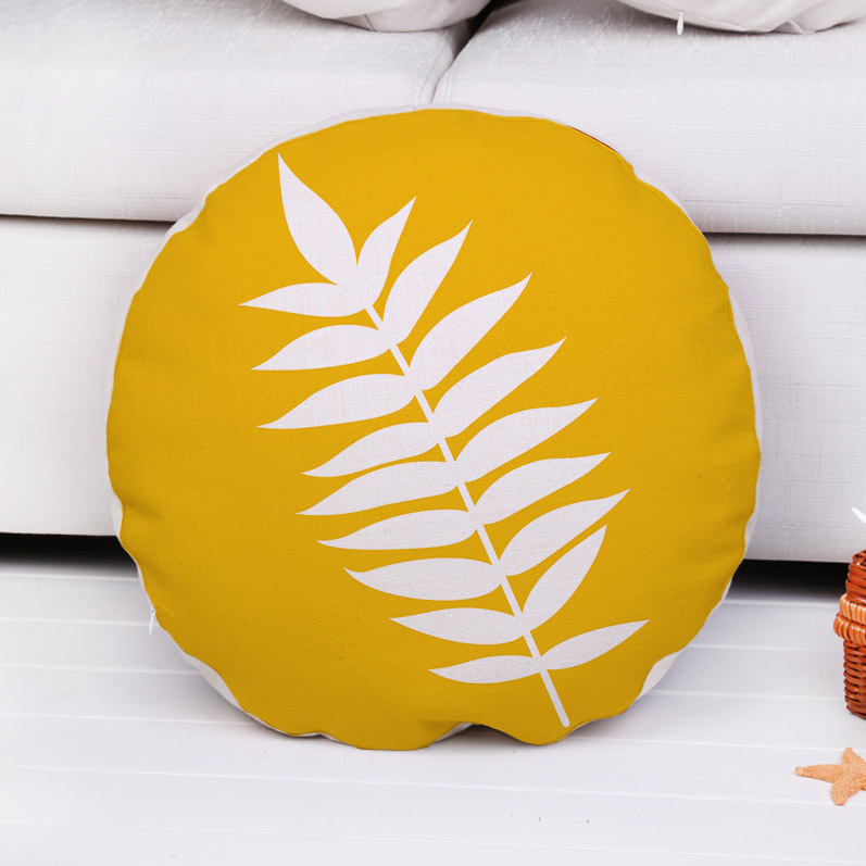 Mục vụ đơn giản sofa tròn đệm bông và vải lanh gối Hoa tròn và lá đệm xe gối lõi bộ - Trở lại đệm / Bolsters Bộ chăn gối văn phòng hình thú