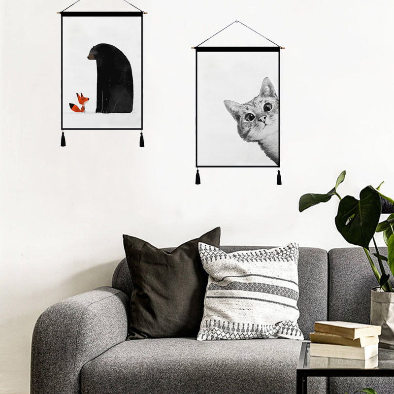 Bắc âu phim hoạt hình ins tấm thảm mét hộp bìa vải trang trí nền vải vẽ tranh tường tấm thảm phòng khách tấm thảm thảm treo tường 2m