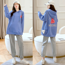Pregnancy Woman Dress Autumn Winter Fashion style Suit Plus Suede Cover Head Long Sleeve Sweatshirt Loose Casual Sports Pants Winter Pants Children