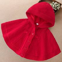 Popular baby cloak autumn and winter outing windproof jacket for baby girls plus velvet windproof quilt shawl autumn and winter