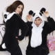 Mùa thu và mùa đông flannel gấu trúc động vật đồ ngủ dính liền nam và nữ bộ đồ khủng log