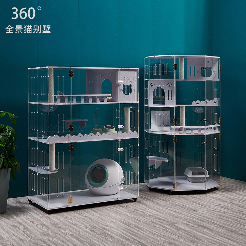 Cat Villa Panoramic Luxury Home Cat Cabinet Indoor Can Hold Smart Cat Litter Box Non-Solid Wood Transparent Acrylic Cat Cage Cat Villa Panoramic Luxury Home Cat Cabinet Indoor Can Hold Smart Cat Litter Box Non-Solid Wood Transparent Acrylic Cat Cage
