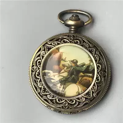Pocket watch retro automatic mechanical watch hollow pure copper nostalgic old watch with chain old watch flip can be collected