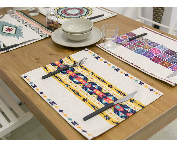 Gió quốc gia cotton linen nghệ thuật phương tây nơi mat cách nhiệt pad bữa ăn coaster bảng mat pad pad trà pad nhỏ bìa khăn bìa tùy chỉnh khăn trải bàn tròn 1m2