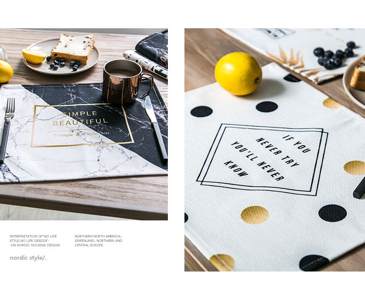 Hiện đại nhỏ gọn geometric cotton linen thực phẩm phương tây mat Bắc Âu cách nhiệt pad coaster bảng mat pad pad trà khăn vuông nhỏ khan trai ban