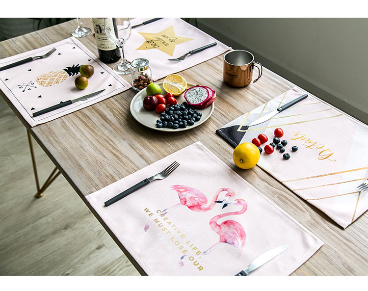 Hiện đại nhỏ gọn geometric cotton linen thực phẩm phương tây mat Bắc Âu cách nhiệt pad coaster bảng mat pad pad trà khăn vuông nhỏ khan trai ban
