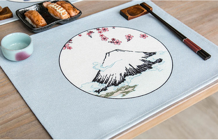 Phong cách nhật bản gió vải đơn giản trà placemat lễ chống bỏng cách nhiệt pad vải khăn coaster bảng mat bát bát mat ảnh khăn ăn