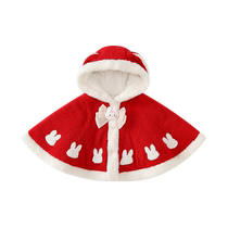 Fanhunting baby cloak autumn and winter newborn baby girl cloak going out windproof princess childrens velvet going out small shawl