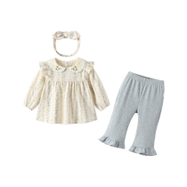 Fanhunting Girls Suit Autumn Clothes 2024 New Childrens Fashionable Baby Clothes Baby Two-piece Set Spring and Autumn Tide