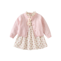 Girl Lian Dress Spring Dress 2024 New Foreign Air Children Princess Nepotism Dress Baby Age Gown Crus Suit Spring Autumn