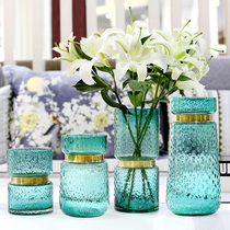 European light luxury copper ring flower bottle Fu Guizhu glass flower arrangement bottle large water lily dancing orchid decorative ornaments