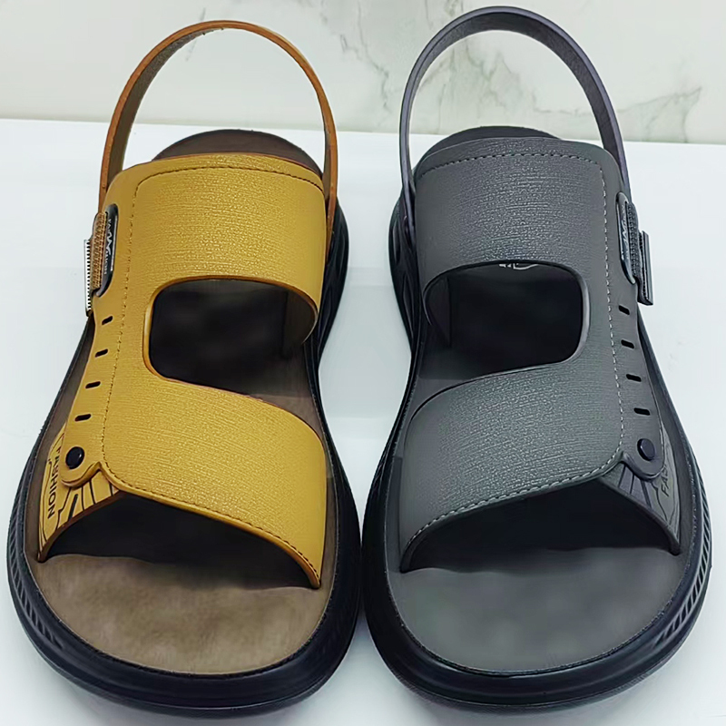 Sandals Men's Summer New Breathable Leather Beach Shoes Men's High-End Outer Wear Soft-Soled Non-Slip Dual-Purpose Sandals and Slippers for Men