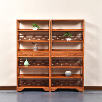 Six-floor shelves shelving display shelves Tea rack Bogurack solid wood Chinese imitation ancient elm wood tea rack swing piece frame