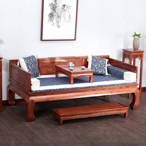 Grass Dragon Sculpture Flower bed with three sets of Chinese solid wood Rohan collapse bed and bed couch in the afternoon nap bed