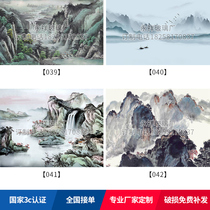 Factory customized tempered super white sandwich clip silk landscape painting art partition screen background wall colored glaze glass