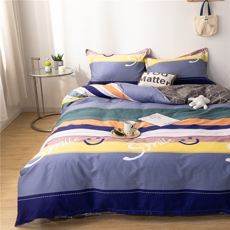 New cotton ins wind bed four-piece set 100 cotton quilt cover single-piece quilt cover simple dormitory three-piece set four seasons