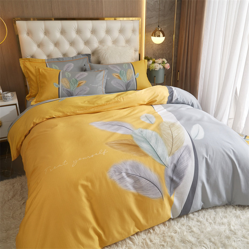 Light luxury horse cotton cotton bed four-piece set of cotton thickened sheets quilt cover double simple naked bedding