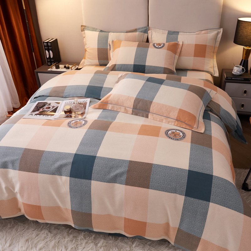 Cotton sanding bed four-piece set of cotton autumn and winter thickened warm quilt cover children's naked sleeping double bed supplies 4