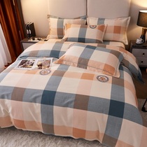 Cotton sanding bed four-piece set of cotton autumn and winter thickened warm quilt cover childrens naked sleeping double bed supplies 4