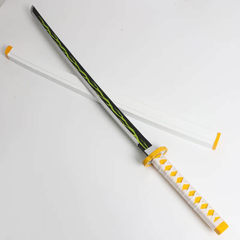 鬼灭之刃我妻善逸cos刀鬼杀队剑士日轮刀动漫武器木制道具未开刃 鬼灭之刃我妻善逸cos刀鬼杀队剑士日轮刀动漫武器木制道具未开刃