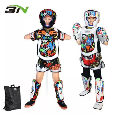 BN Children's strike equipment Sanda Muay Thai sports protective gear set boxing gloves leg protection chest helmet crotch protection