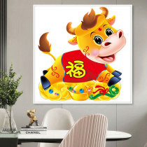 2022 new line embroidered cross embroidered ox calf year simple and small yourself embroidered with hand letdown new handout cartoon