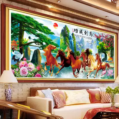 2021 New Line embroidery cross stitch horse to success Diamond painting eight horses living room Diamond eight horse landscape embroidery