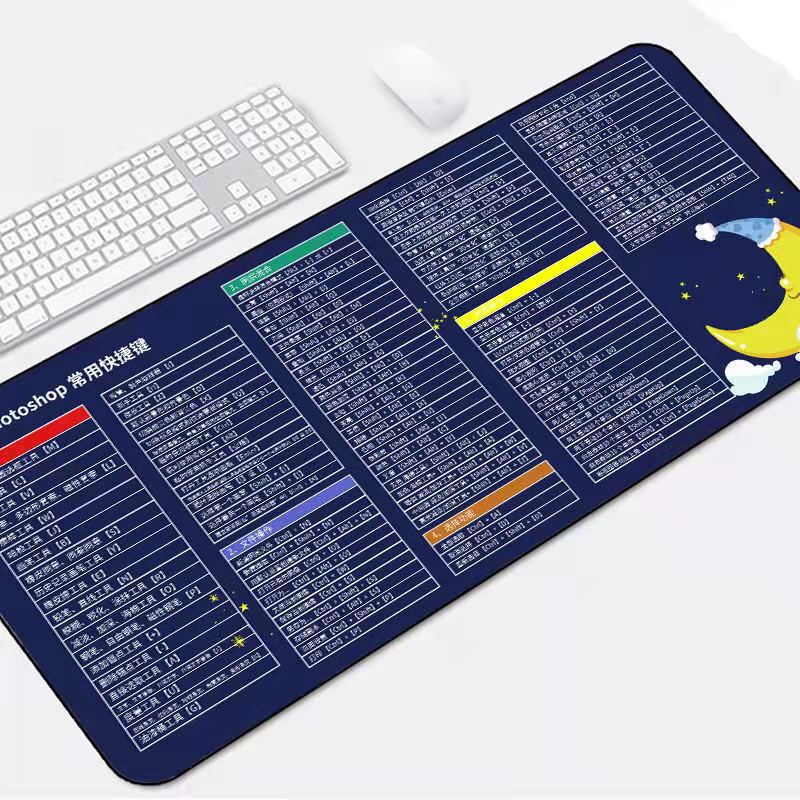 [Xinjiang Straight Hair] Extra Large Mouse Pad Thickened Game Office Shortcut Key Collection Computer Keyboard Desk Mat