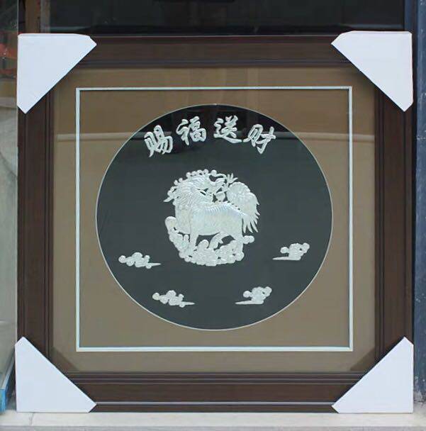 Ah Ying Miao Art handmade sterling silver silver painting Hotel Chinese living room blessing send money silver decoration decorative painting