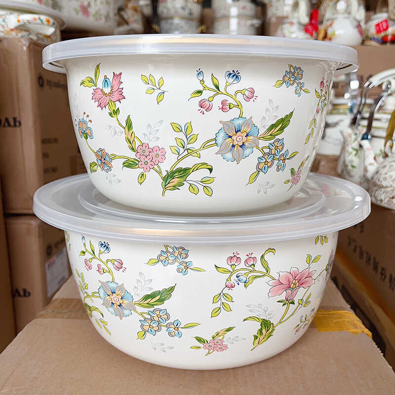 24+28cm Vegetable Washing Basin, Purple Gold Flower High-End Dough Mixing Bowl, Non-Stick with Enamel Lid, No Need to Knead Dough 24+28cm Vegetable Washing Basin, Purple Gold Flower High-End Dough Mixing Bowl, Non-Stick with Enamel Lid, No Need to Knead Dough
