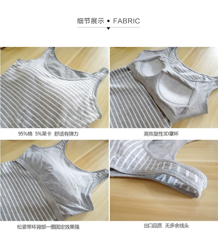 Áo ngực nữ sọc bông với đồ lót phụ nữ có đệm ngực tích hợp tập hợp dày áo ngực không dây đeo nữ
