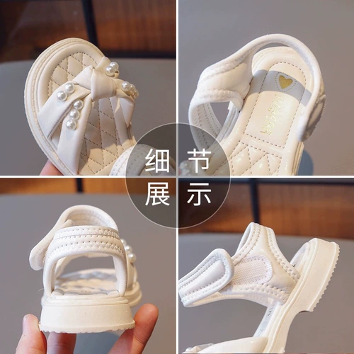 Летние сандалии, детский летний наряд маленькой принцессы из жемчуга, нескользящие туфли, пляжная обувь