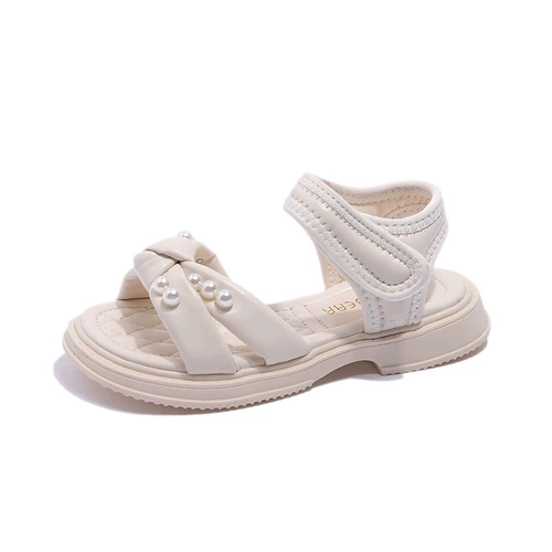 Летние сандалии, детский летний наряд маленькой принцессы из жемчуга, нескользящие туфли, пляжная обувь