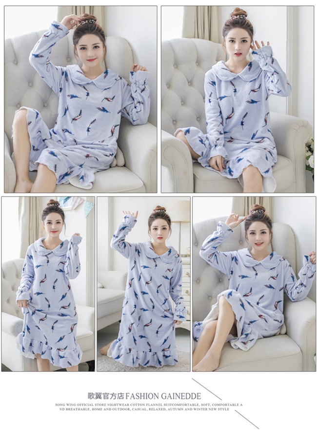 Váy ngủ nhung nữ mùa đông flannel đồ ngủ nữ công chúa mùa đông phụ nữ mang thai kích thước lớn chất béo mm200 kg dài váy ngủ cao cấp