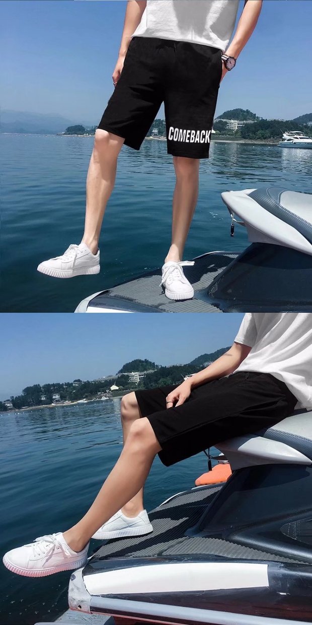 Quần short thể thao nam Hàn Quốc giản dị năm điểm quần lớn 衩 mùa hè thủy triều 5 điểm 7 bảy điểm lỏng lẻo quần đi biển nam quần áo nam hàng hiệu
