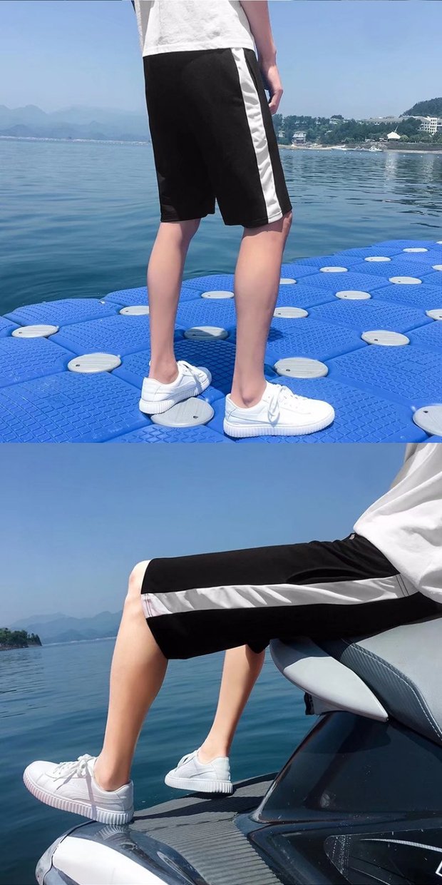 Quần short thể thao nam Hàn Quốc giản dị năm điểm quần lớn 衩 mùa hè thủy triều 5 điểm 7 bảy điểm lỏng lẻo quần đi biển nam quần áo nam hàng hiệu
