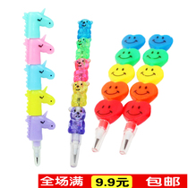 Creative student stationery cartoon Christmas building block pencil no-cut pencil can replace core bullet multi-head pencil