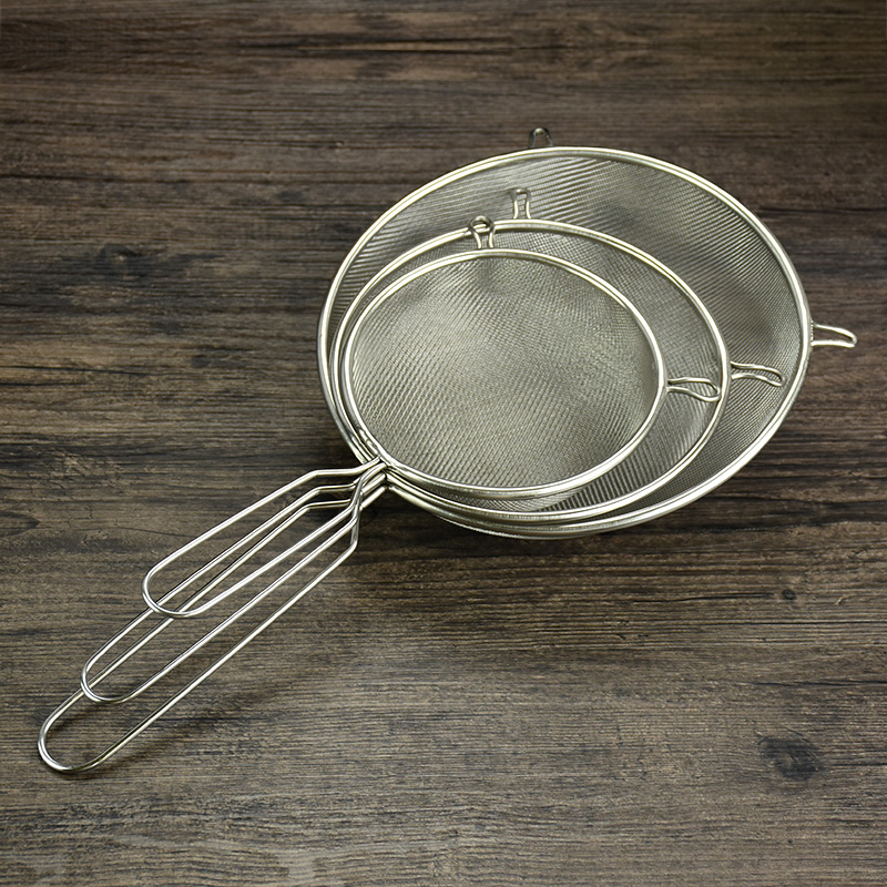 Stainless Steel Pearl Milk Tea Soy Milk Filter Leak Net Double Ear Oil Grid Filter Leak Spoon Pearl Milk Tea Utensils