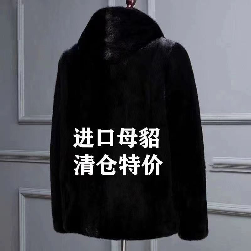 Mink Haining Men's Coat Winter Thickened Warm Cotton Coat Mink Fur Casual Loose Fur Cotton-Padded Jacket
